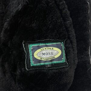 ONHOLD MOSE International B-3 Shearling Bomber Jacket Mens L Black Aviator Hood